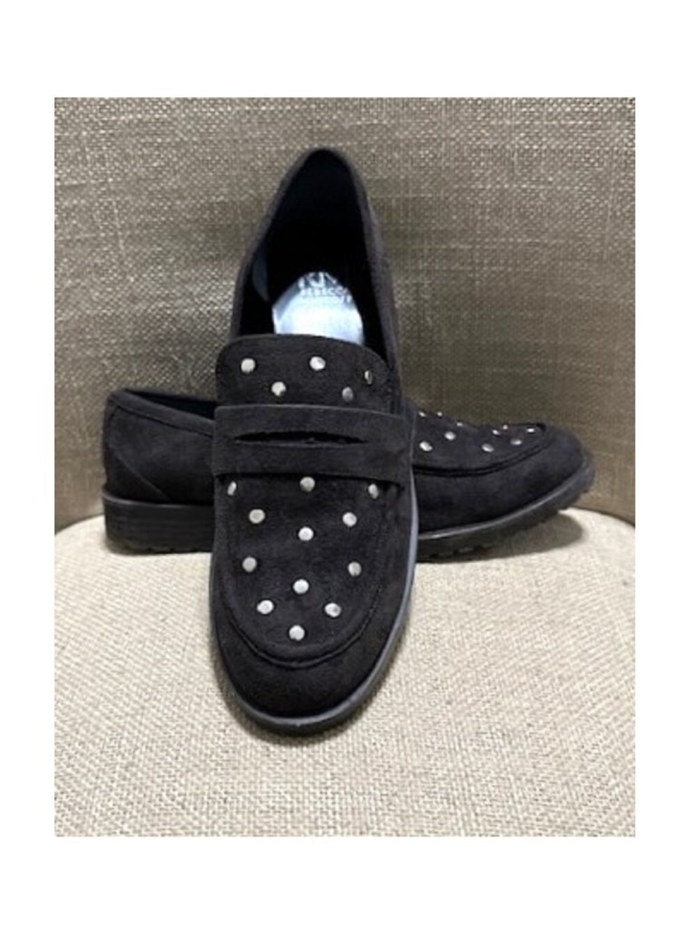 Rebecca Minkoff Dark Brown Suede Penny Loafer Shoes with Studs Size 9